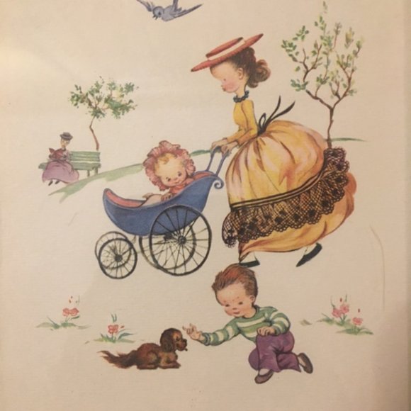 Litho Prints Set of Two Mother and Children 1957 Donald Art Co. Gloria Briksen - Picture 6 of 7